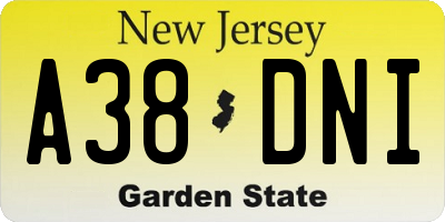 NJ license plate A38DNI