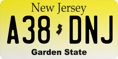 NJ license plate A38DNJ