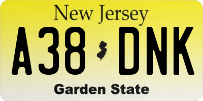 NJ license plate A38DNK
