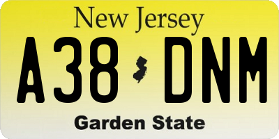 NJ license plate A38DNM