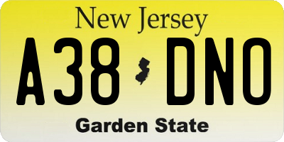 NJ license plate A38DNO