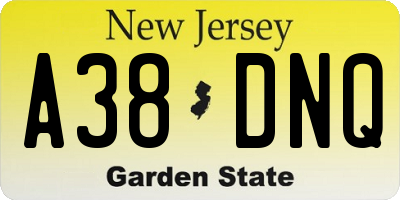 NJ license plate A38DNQ