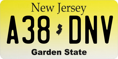 NJ license plate A38DNV
