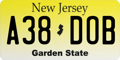 NJ license plate A38DOB