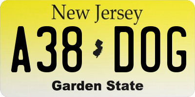 NJ license plate A38DOG