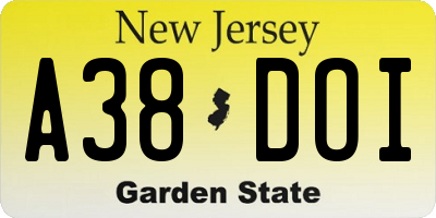 NJ license plate A38DOI