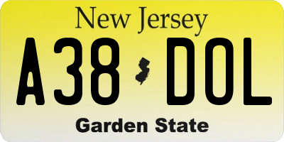 NJ license plate A38DOL