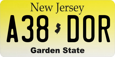 NJ license plate A38DOR