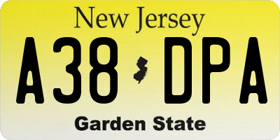 NJ license plate A38DPA