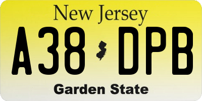 NJ license plate A38DPB