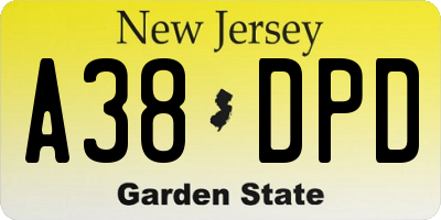 NJ license plate A38DPD