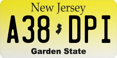 NJ license plate A38DPI