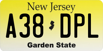NJ license plate A38DPL