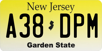 NJ license plate A38DPM