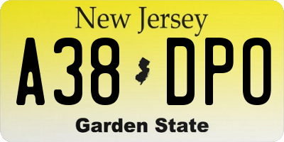 NJ license plate A38DPO