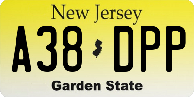 NJ license plate A38DPP