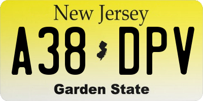 NJ license plate A38DPV
