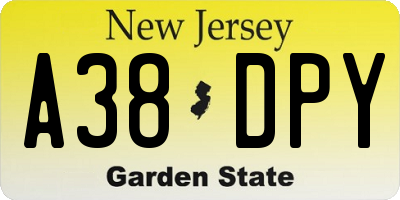 NJ license plate A38DPY
