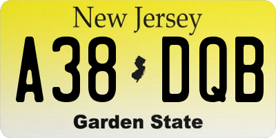 NJ license plate A38DQB