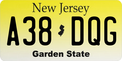 NJ license plate A38DQG