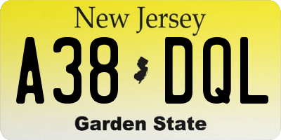NJ license plate A38DQL