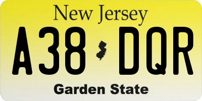 NJ license plate A38DQR