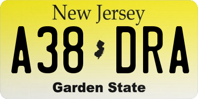 NJ license plate A38DRA