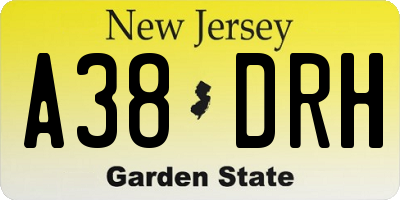 NJ license plate A38DRH