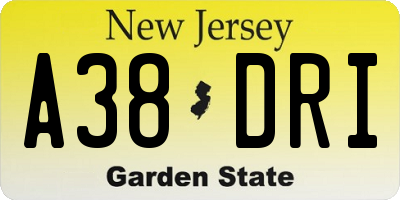 NJ license plate A38DRI