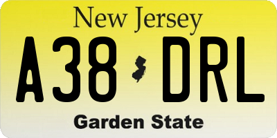 NJ license plate A38DRL