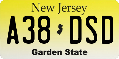 NJ license plate A38DSD