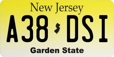 NJ license plate A38DSI