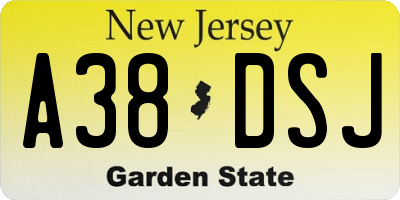 NJ license plate A38DSJ