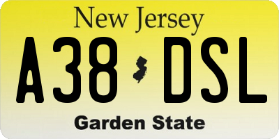 NJ license plate A38DSL