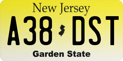 NJ license plate A38DST