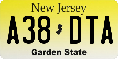 NJ license plate A38DTA