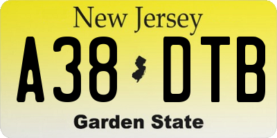 NJ license plate A38DTB