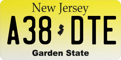 NJ license plate A38DTE