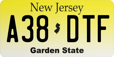 NJ license plate A38DTF