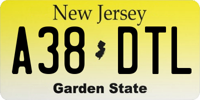 NJ license plate A38DTL