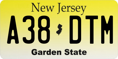 NJ license plate A38DTM