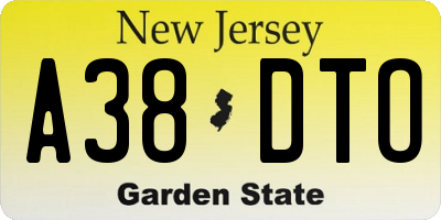 NJ license plate A38DTO