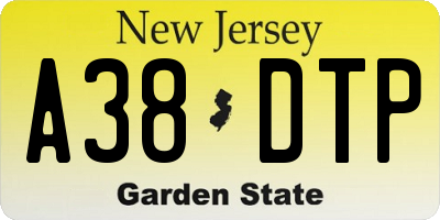 NJ license plate A38DTP