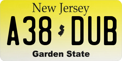 NJ license plate A38DUB