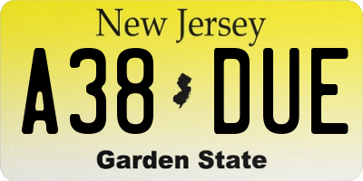 NJ license plate A38DUE