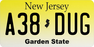 NJ license plate A38DUG