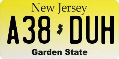 NJ license plate A38DUH