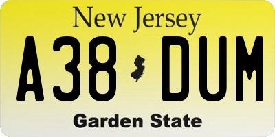 NJ license plate A38DUM