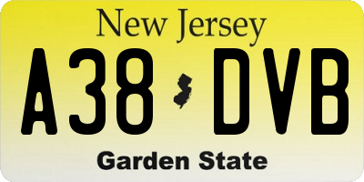 NJ license plate A38DVB