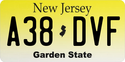 NJ license plate A38DVF